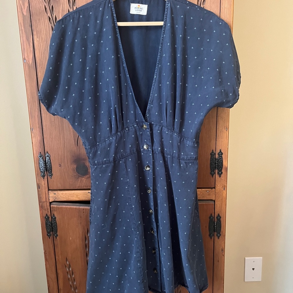 Marine Layer M Blue Button-Up Dress